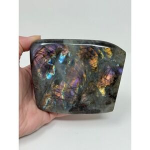 Natural Purple Flash Labradorite Freeform Crystal Standing Stone Display 630g